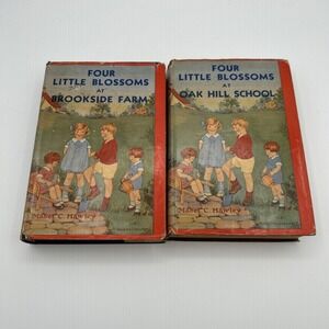 LOT 2 Vintage 1920 Four Little Blossoms Winter Fun/Oak Hill School Hardcover +DJ